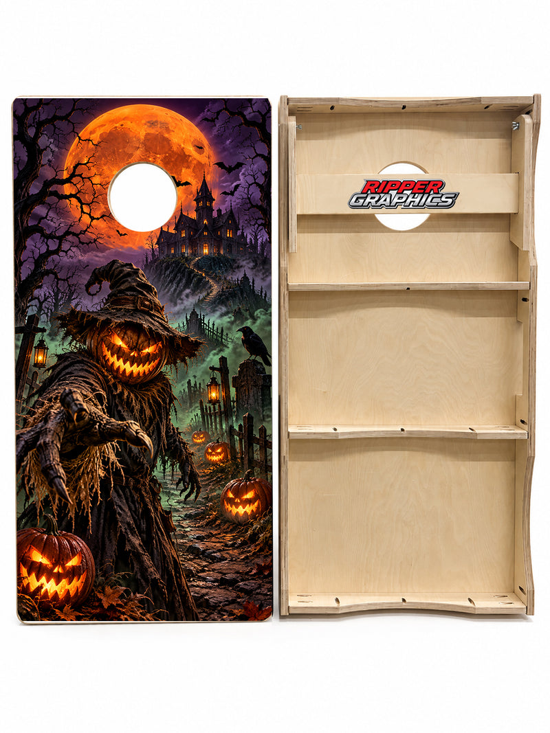 Halloween Pumpkin Reaper Cornhole Design
