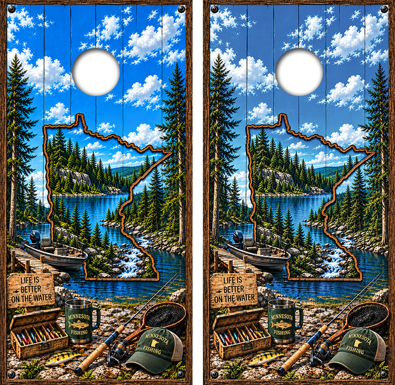 Minnesota Life is Better on the Water Cornhole Design