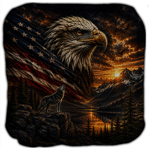 Eagle Wolf American Flag Cornhole Bags Set of 4