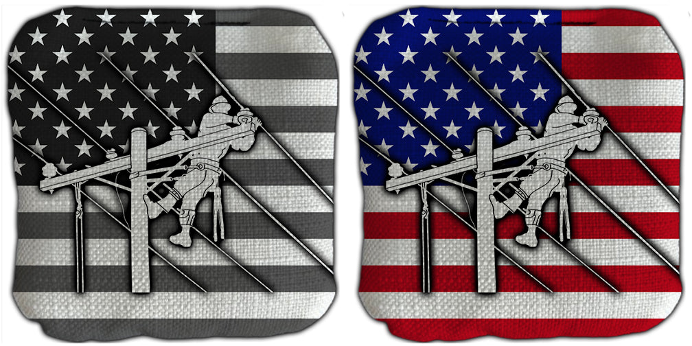 Lineman American Flag Cornhole Bags Set of 8