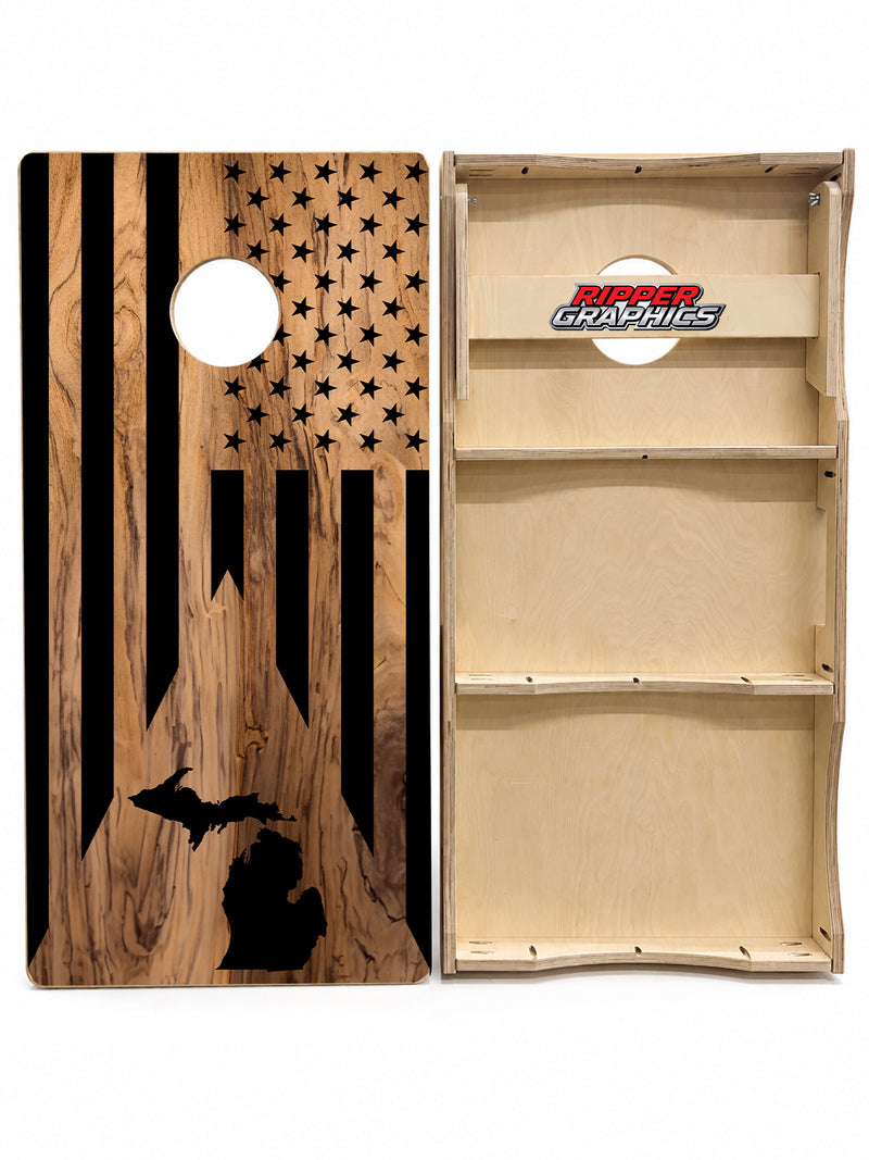 Michigan Triangle American Flag Cornhole Design