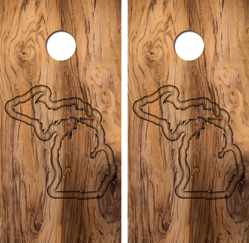 State of Michigan Routered Design Cornhole Design