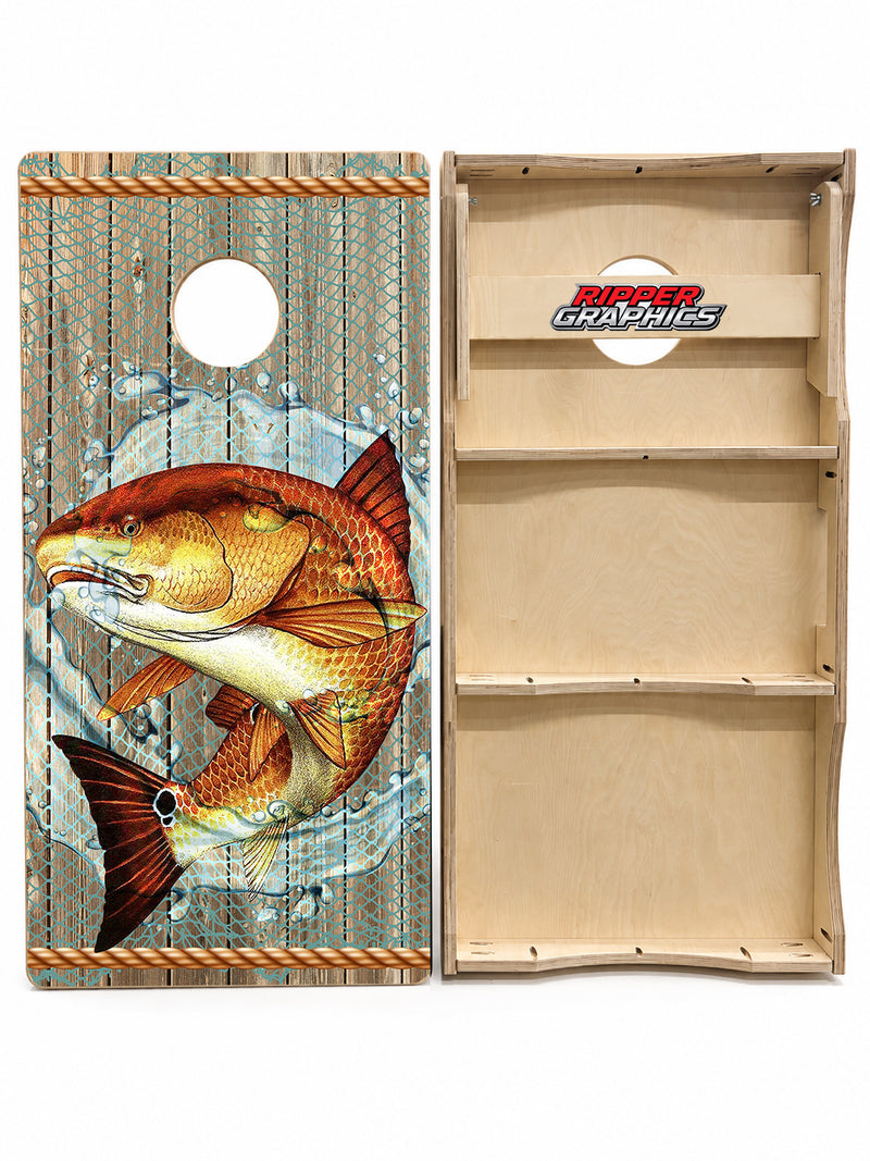 Red Fish Cornhole Design