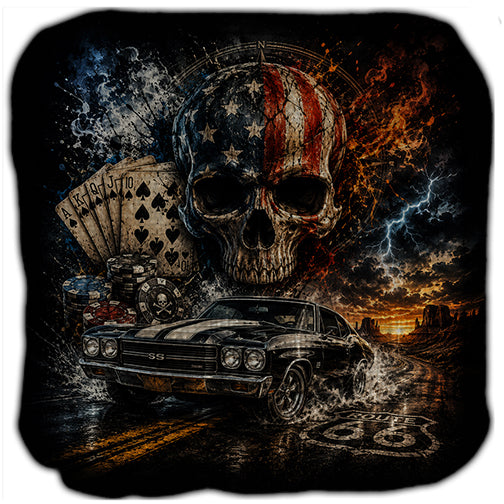 Skull Gambling Route 66 Cornhole Bags Set of 4