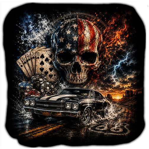 Skull Gambling Route 66 Cornhole Bags Set of 4