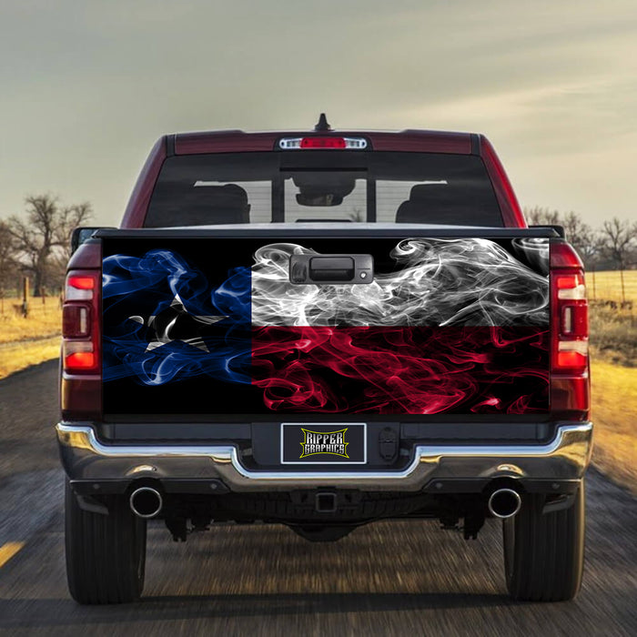 Smoking Texas Flag Tailgate Wrap Vinyl Graphic Decal Sticker