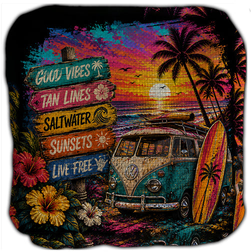 Cool Beach Vibes At Sun Set Cornhole Bags Set of 4
