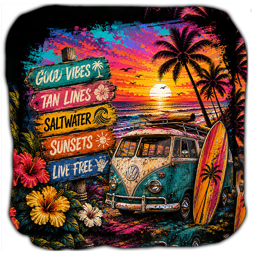 Cool Beach Vibes At Sun Set Cornhole Bags Set of 4