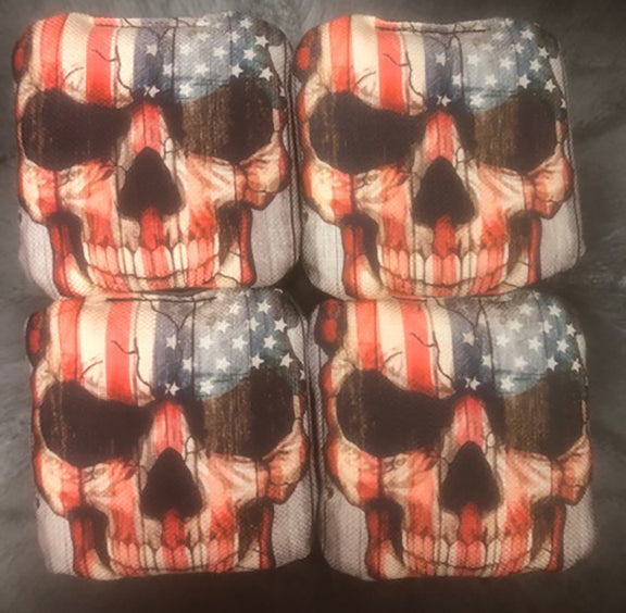 American Flag Skull Cornhole Bags Set of 4