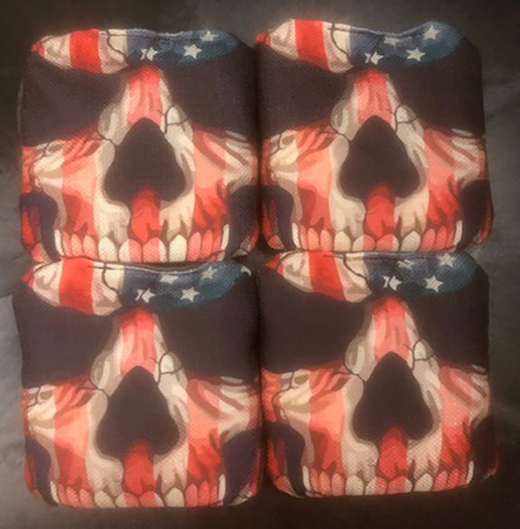 American Flag Skull Cornhole Bags Set of 4