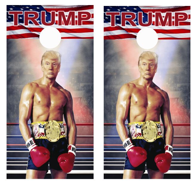 Trump Rocky Balboa Cornhole Wood Board Skin Wrap