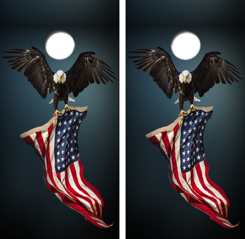 Bald Eagle American Flag Cornhole Design