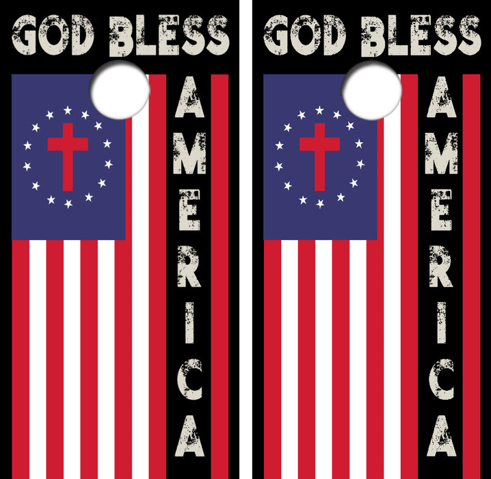 God Bless America Cornhole Wrap Decal with Free Laminate Included