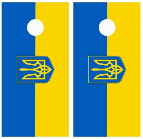 Ukrainian Flag Cornhole Wood Board Skin Wrap