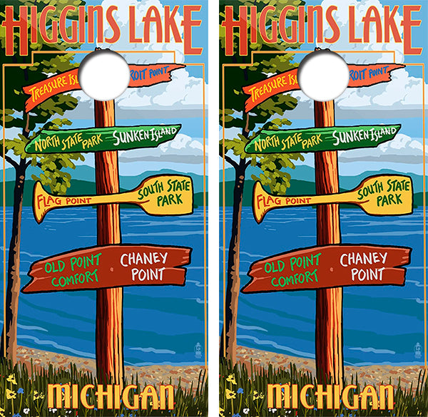 Higgins Lake Michigan Cornhole Design
