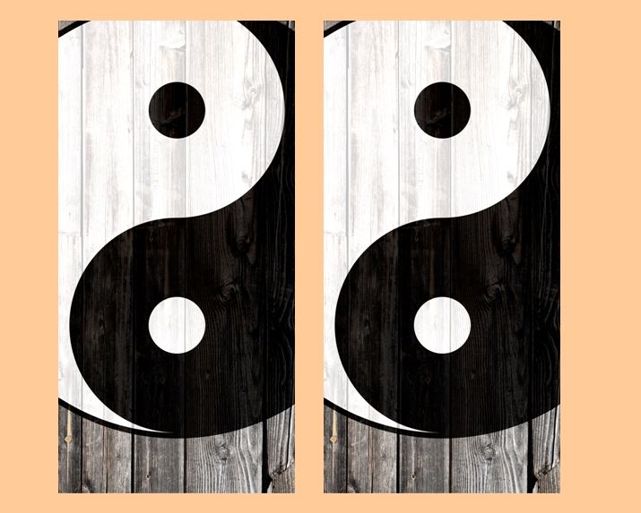 Yin Yang Symbol Barnwood Cornhole Wood Board Skin Wrap