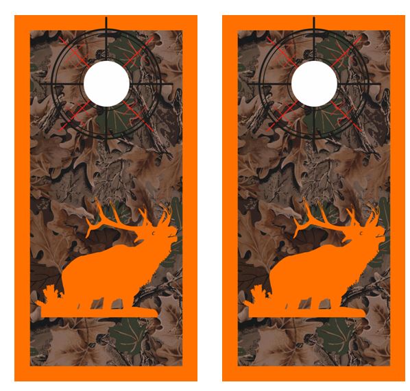 Bugeling Elk Real Tree Camo Cornhole Wood Board Skin Wr