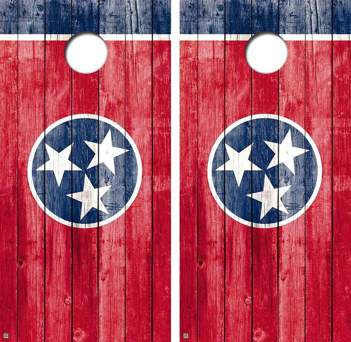 Rustic Tennessee Flag Cornhole Wood Board Skin Wrap