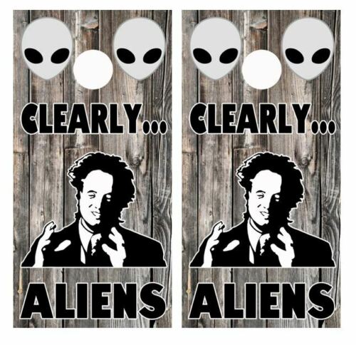 Clearly Aliens Barnwood Cornhole Wood Board Skin Wrap