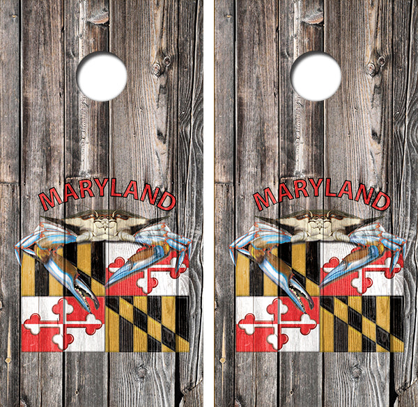 Maryland Theme Cornhole Wood Board Skin Wraps FREE LAMINATE