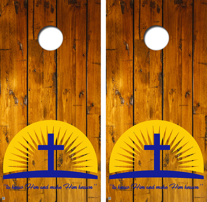 Cross Wood Cornhole Board Wraps FREE LAMINATE