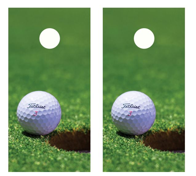 Golf Ball Near Cup Cornhole Design