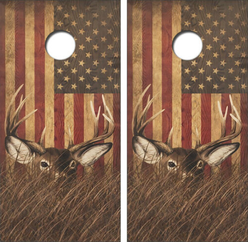 Deer American Flag Cornhole Design