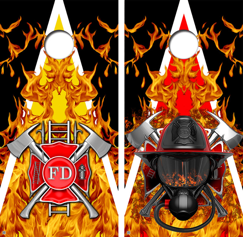 Fire Department Triangle Cornhole Design