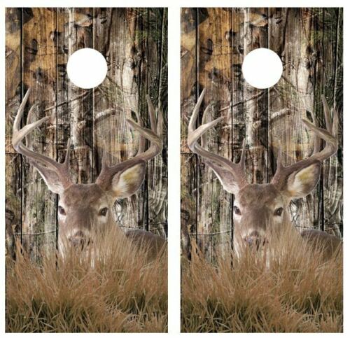 Camo Buck/Deer Barnwood Cornhole Wood Board Skin Wraps FREE L