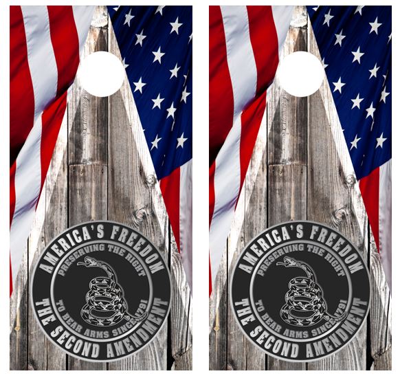 America's Freedom Barnwood Cornhole Design