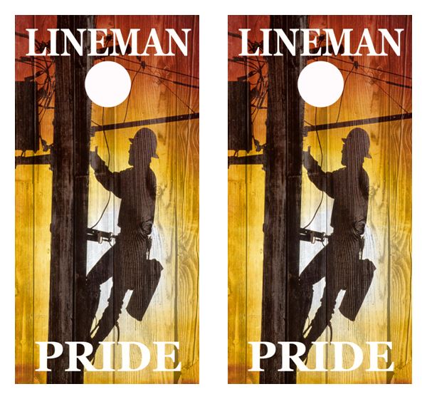 Lineman Pride Barnwood Cornhole Wood Board Skin Wrap