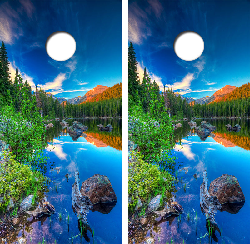Wilderness Backdrop Cornhole Design