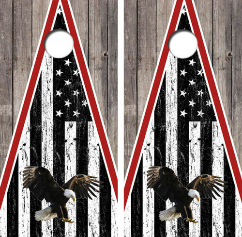 American Flag Bald Eagle Cornhole Wood Board Skin Wrap