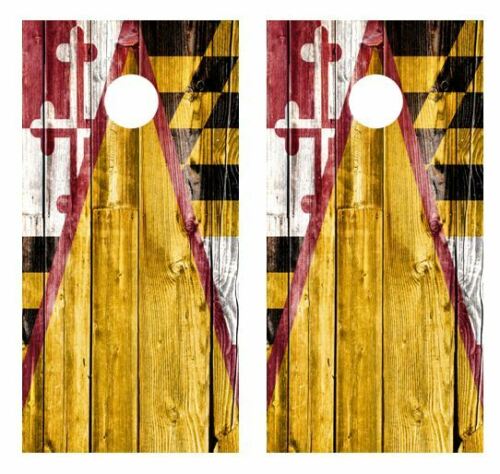 Maryland Themed Barnwood Cornhole Design