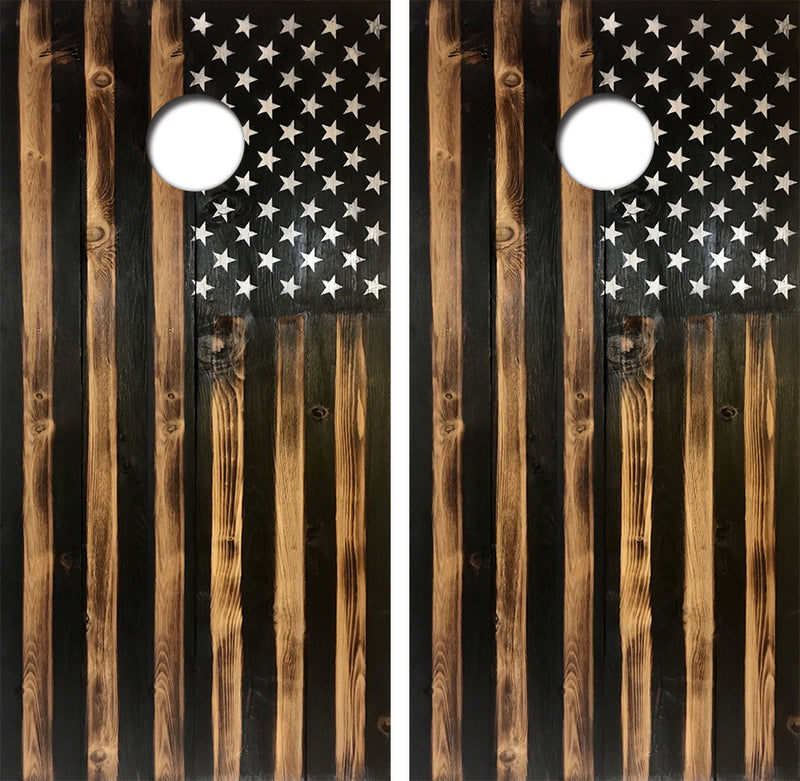Wood American Flag Cornhole Design