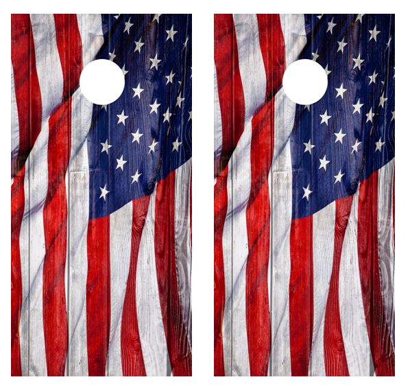 Waving American Flag Cornhole Design