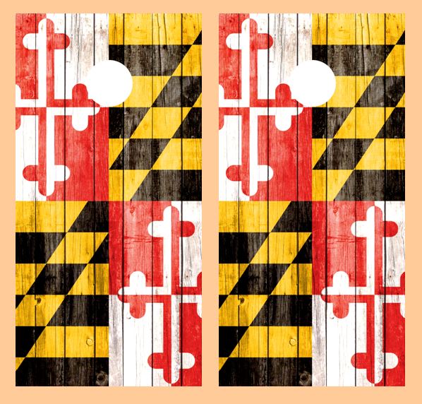 Maryland Flag Barnwood Cornhole Design