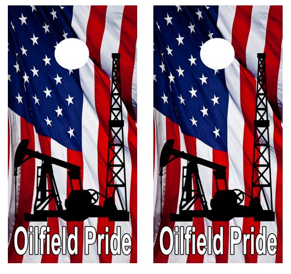 Oilfield Pride Cornhole Wood Board Skin Wrap