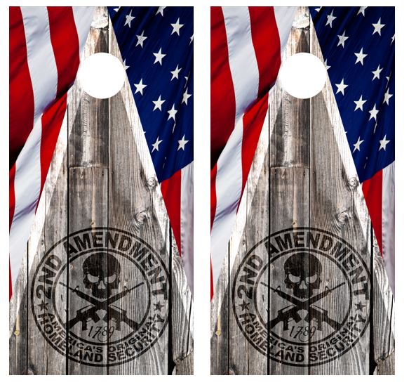 2nd Amendment Barnwood Cornhole Design