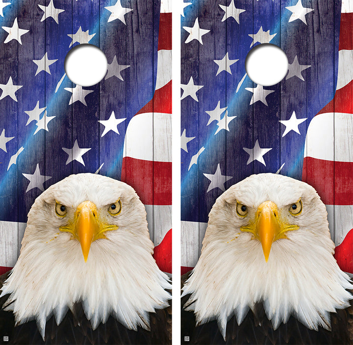 Bald Eagle American Flag Background Cornhole Board Wraps FREE LAMINATE