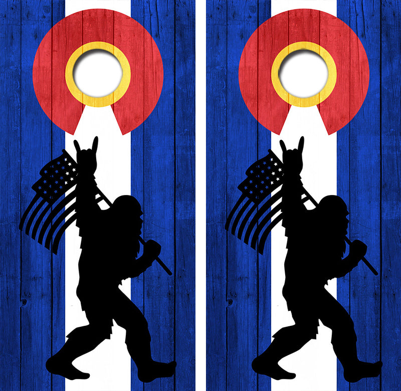 Sasquatch Colorado Flag Cornhole Design