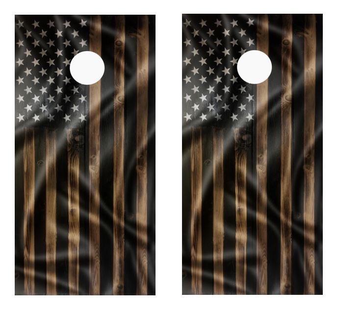 Wavy Wood American Flag Cornhole Design