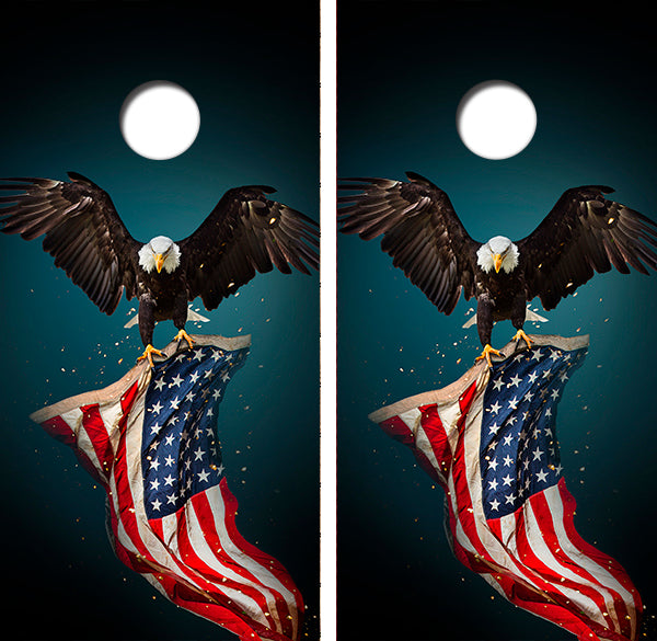 Bald Eagle American Flag Cornhole Design
