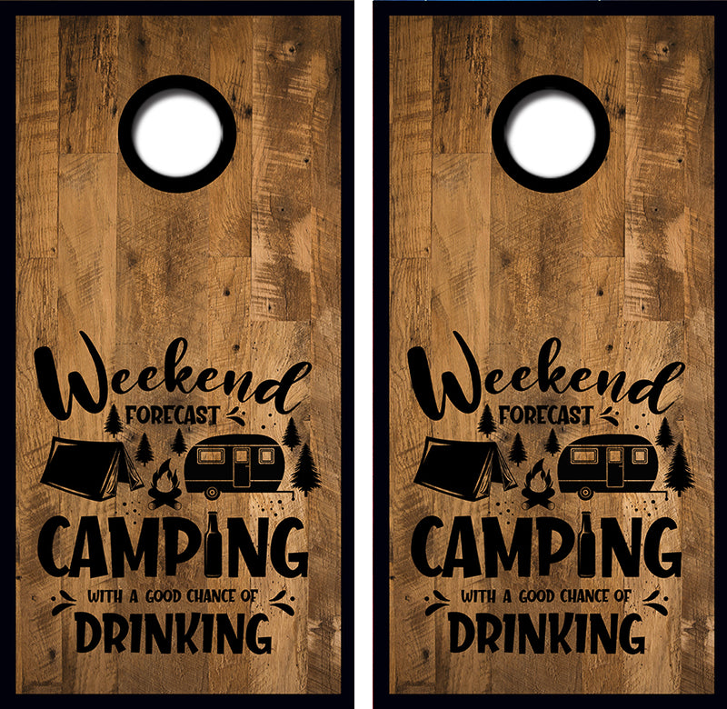 Weekend Camping Drinking Cornhole Design