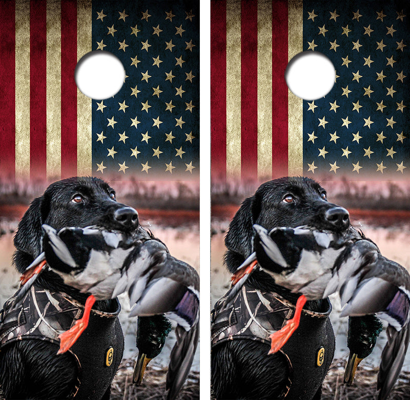 Duck Hunting Labrador Retriever Cornhole Design