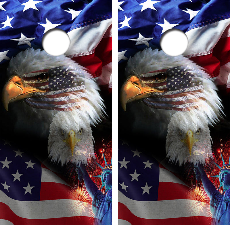 Bald Eagle American Flag Cornhole Design