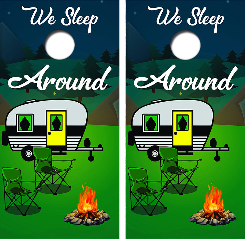 We Sleep Around Cornhole Design