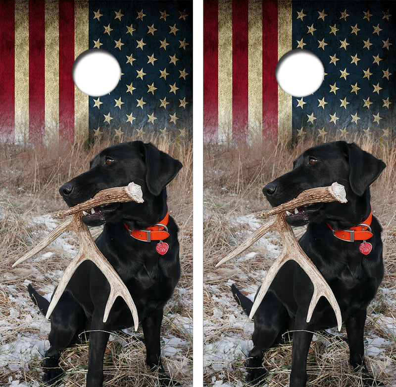 Shed Hunting Labrador Retriever Cornhole Design