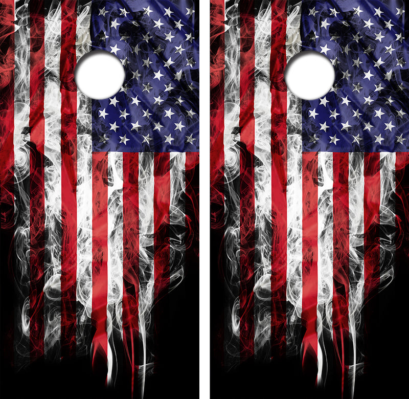 Smokey American Flag Cornhole Design