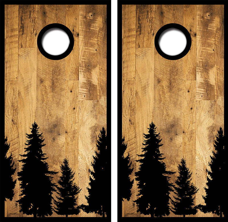 Pine Tree Forest Cornhole Design